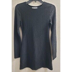 Reformation Radford Black Metallic Long Sleeve Mini Dress Size XS Sexy Clubwear